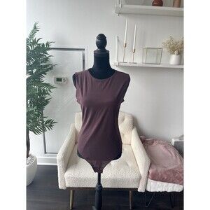 Parade Chocolate Brown Silky Mesh Sleeveless Thong Bodysuit Size XL
